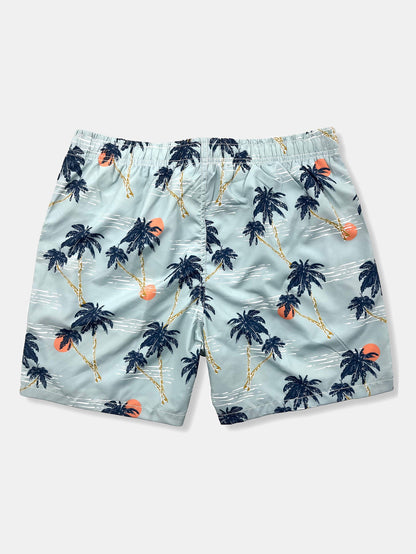 Palm Tree Sunset Print Swim Shorts