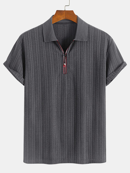 Textured Zipper Polo