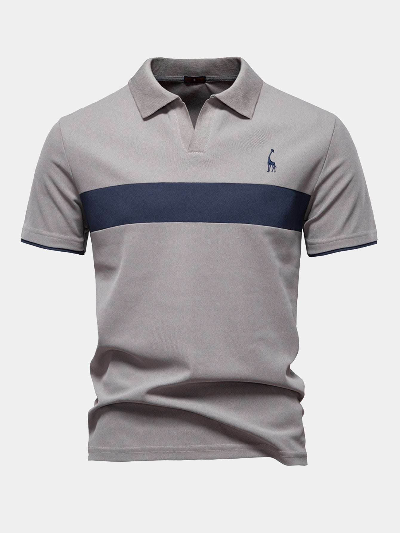 Contrast Pique V Neck Polo Shirt