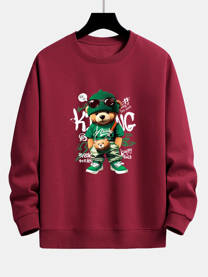 Graffiti Bear Print Relax Fit Sweatshirt