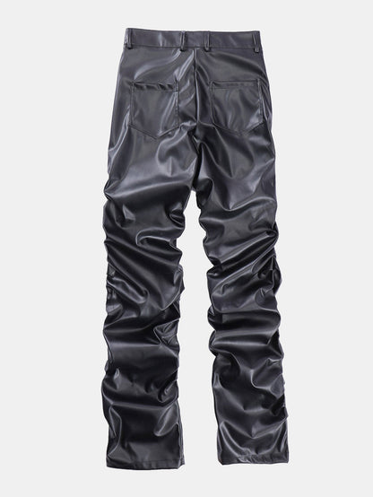 Ruched PU Leather Pants
