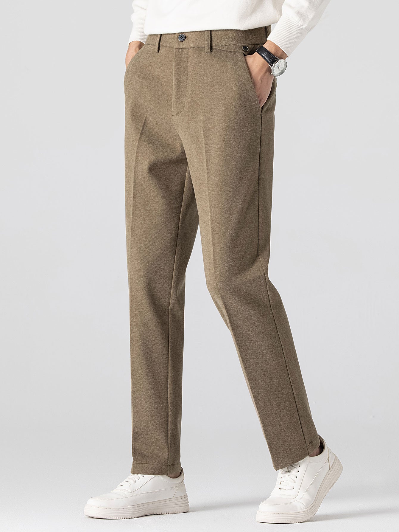 Woolen Straight Leg Trousers