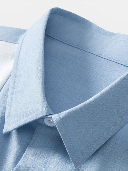 Linen Look Contrast Button Up Shirt