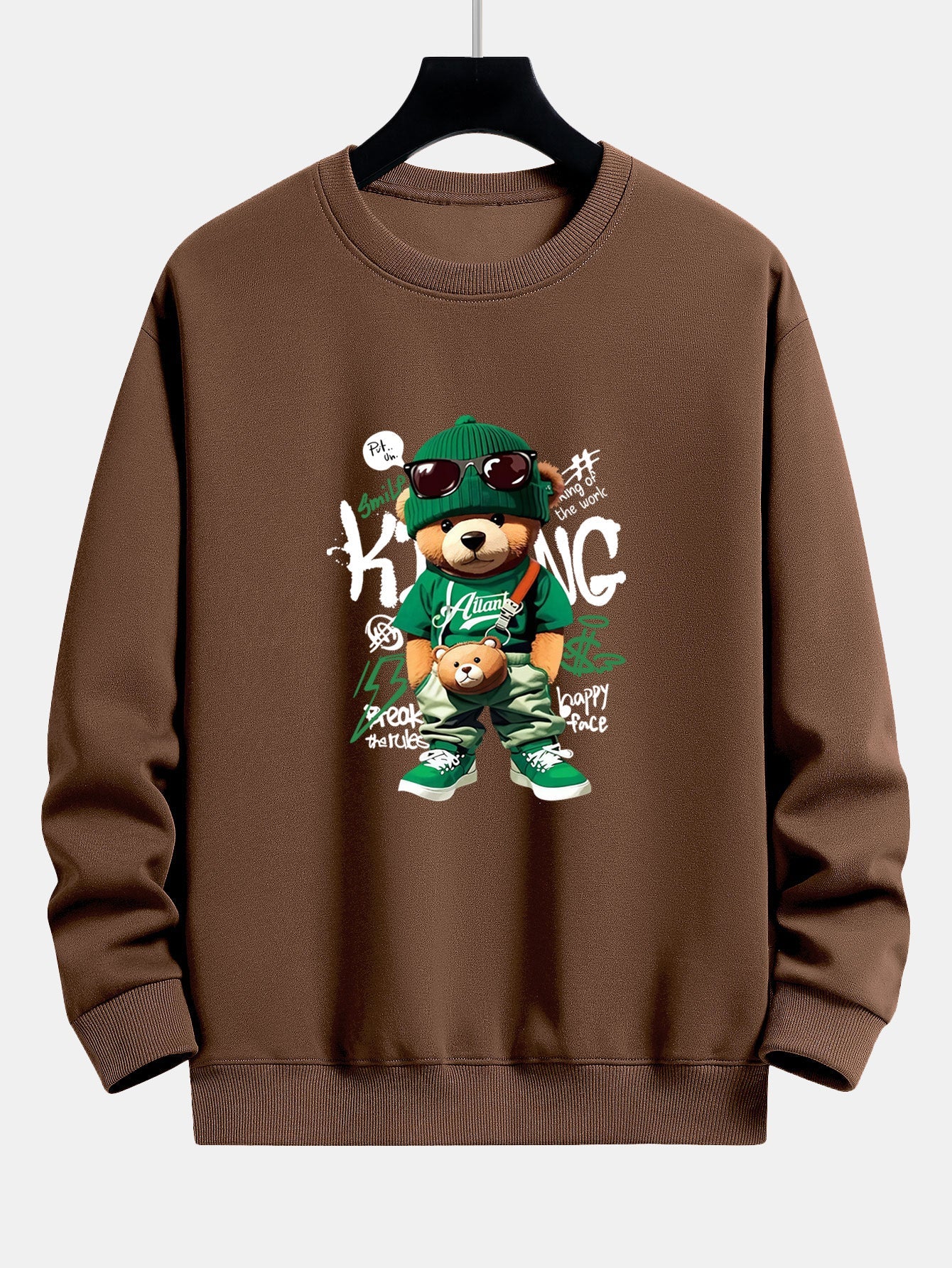 Graffiti Bear Print Relax Fit Sweatshirt