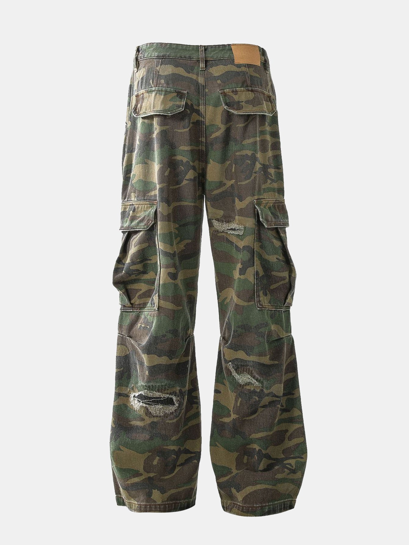 Baggy Fit Camo Ripped Wide Leg Pants
