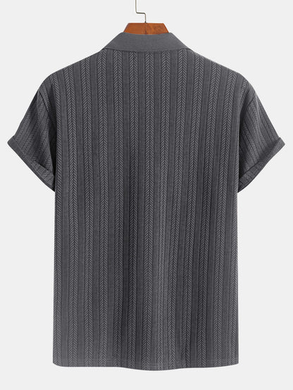 Textured Zipper Polo