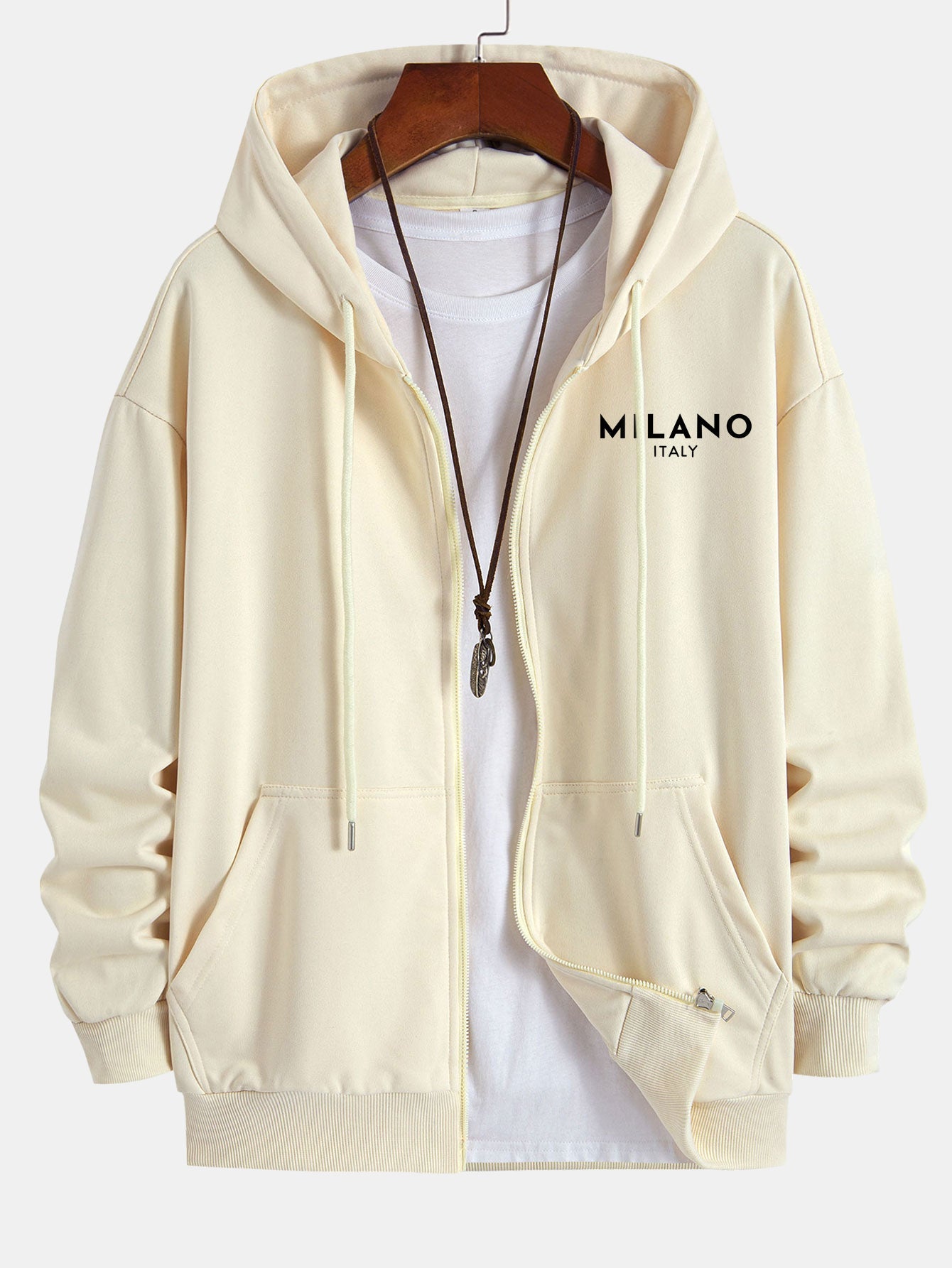 Milano Italy Print Relax Fit Zip Hoodie
