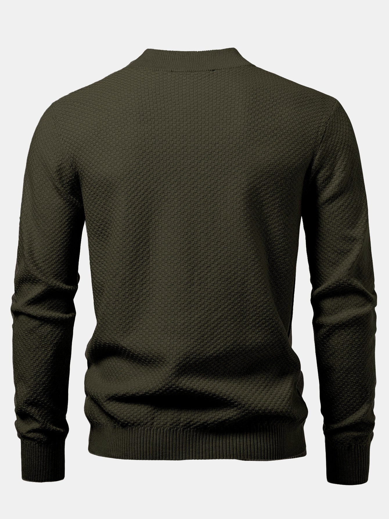 Checkerboard Textured Mock Neck Sweater