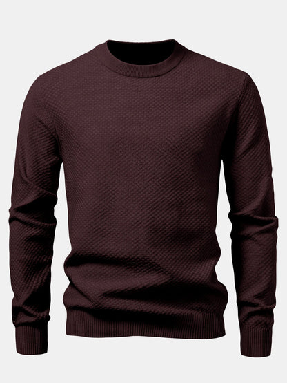 Checkerboard Textured Crew Neck Sweater