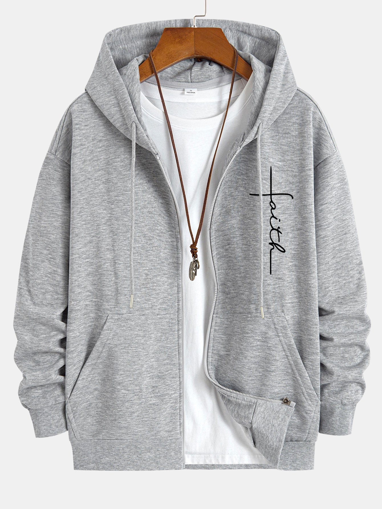 Faith Print Relax Fit Zip Hoodie