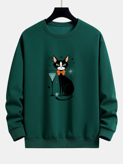 Atomic Black Cat Print Relax Fit Sweatshirt