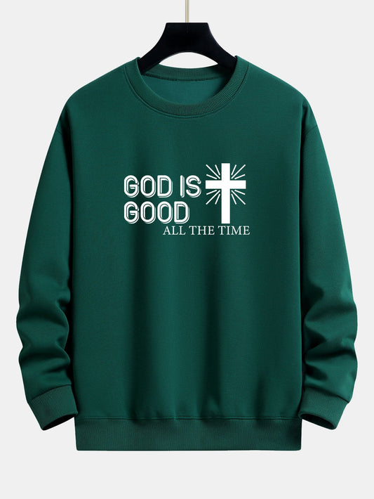 God Is Good Cross Print Relax Fit Sweatshirt