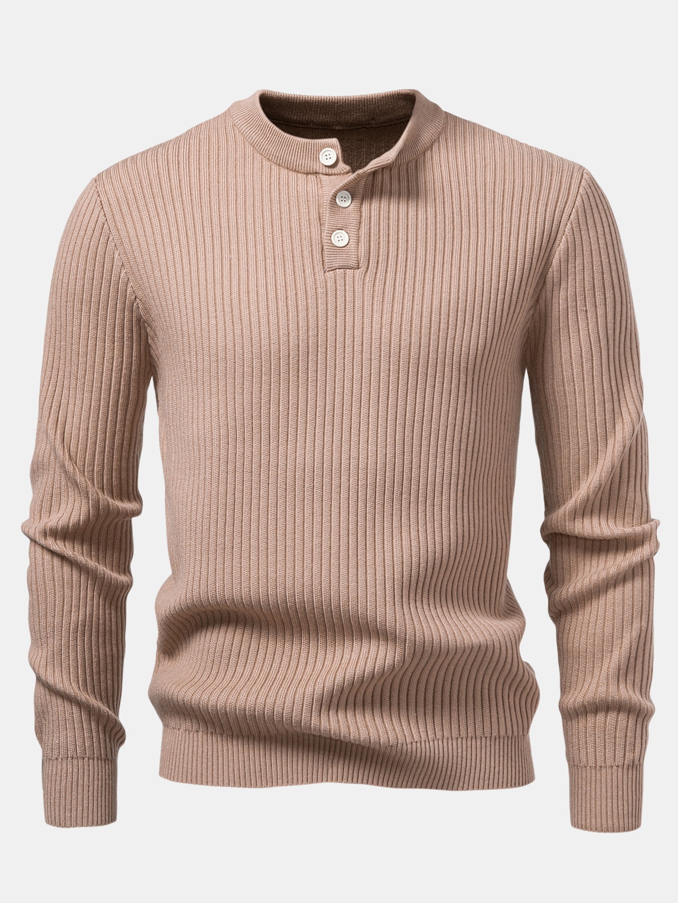 Ribbed Henley Neck Sweater
