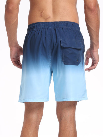 2 In 1 Drawstring Beach Swim Shorts With Pocket