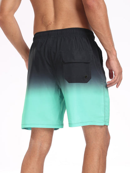 2 In 1 Drawstring Beach Swim Shorts With Pocket