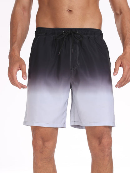 2 In 1 Drawstring Beach Swim Shorts With Pocket