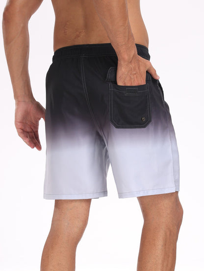 2 In 1 Drawstring Beach Swim Shorts With Pocket