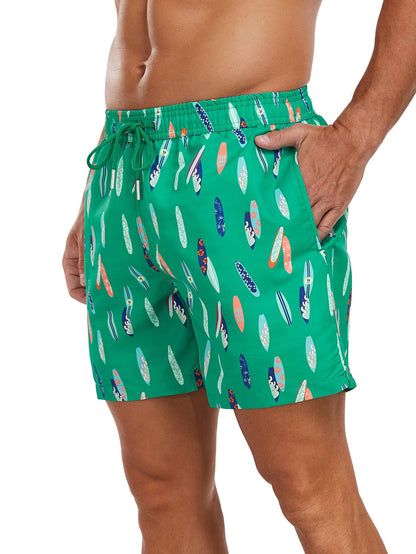 Stowable Surfboard Print  Swim Shorts