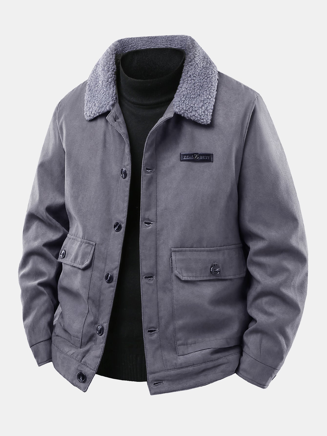 Teddy Lined Suede Jacket With Pockets