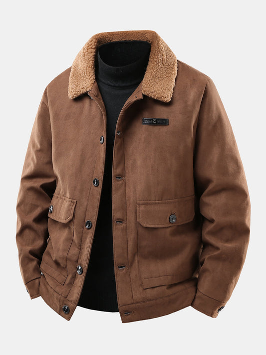 Teddy Lined Suede Jacket With Pockets