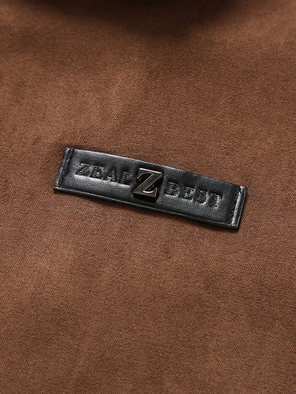 Teddy Lined Suede Jacket With Pockets