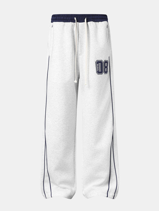 Number Print Wide-Leg Baggy Sweatpants