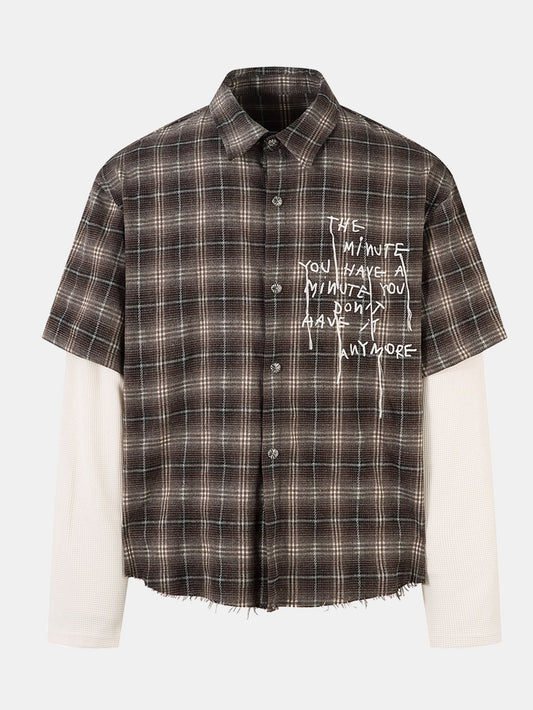 2 In 1 Distressed Plaid Shirt