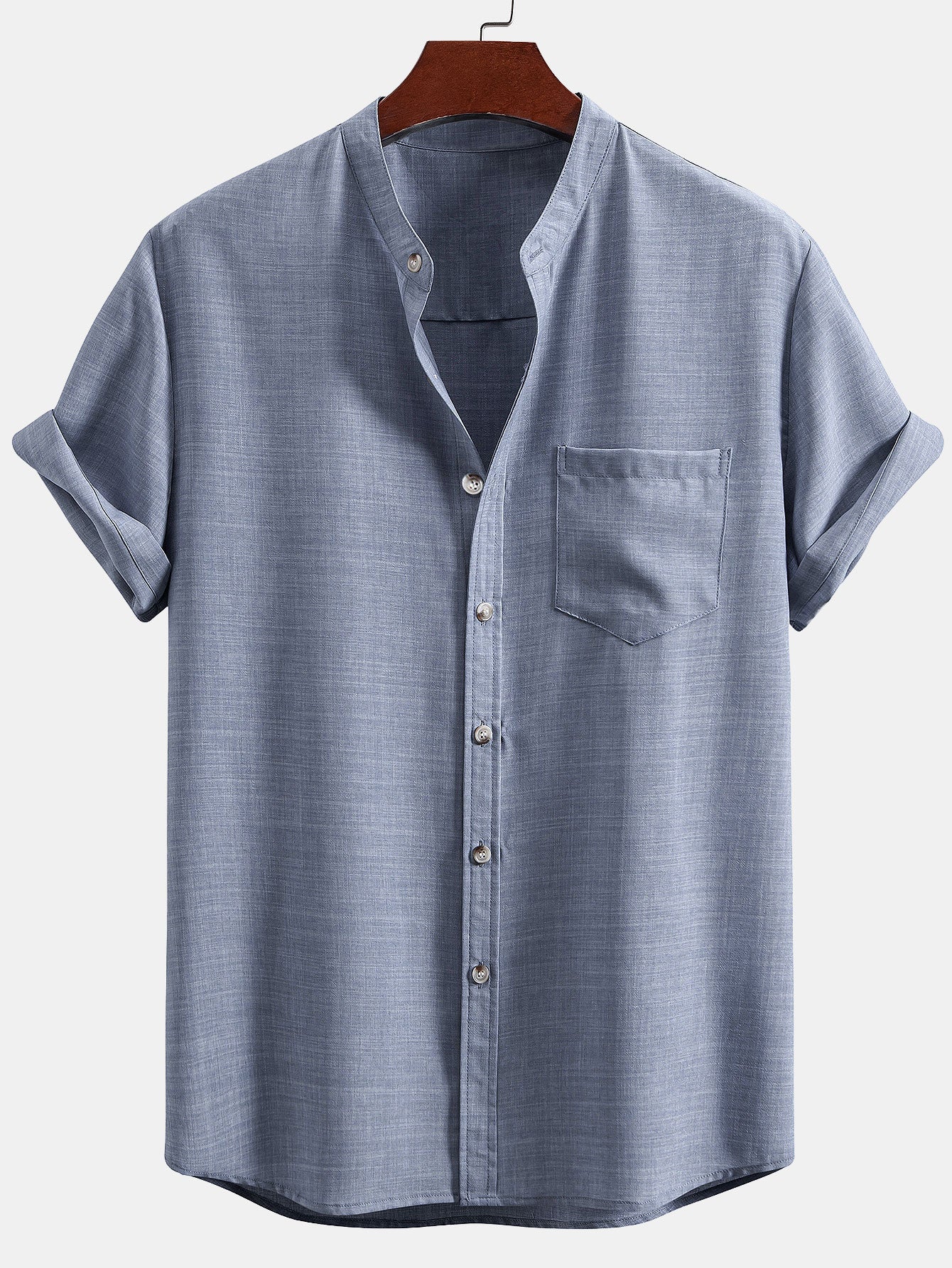 Short Sleeve Stand Collar Shirt
