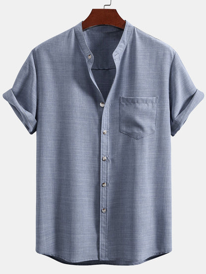 Short Sleeve Stand Collar Shirt