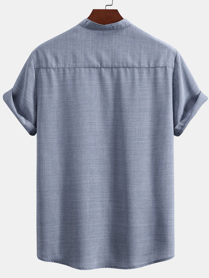 Short Sleeve Stand Collar Shirt