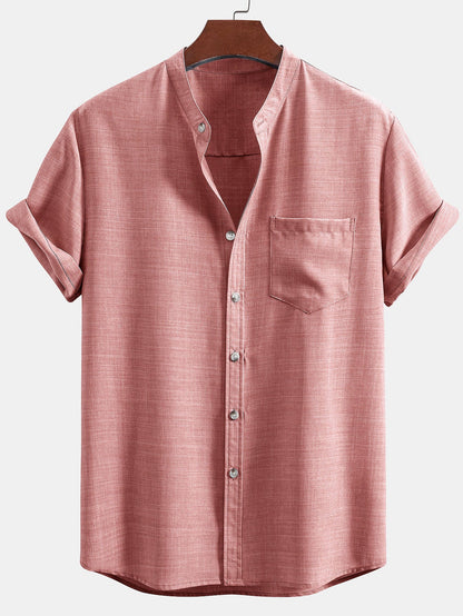 Short Sleeve Stand Collar Shirt