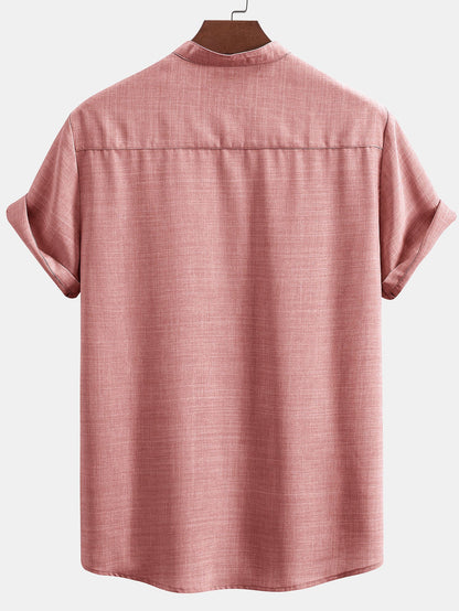 Short Sleeve Stand Collar Shirt