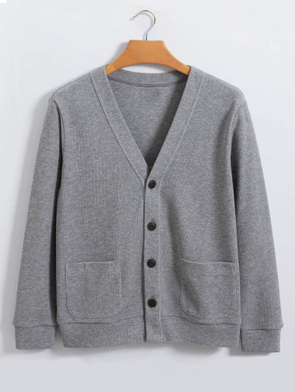 Ribbed Knit Cardigan With Pockets