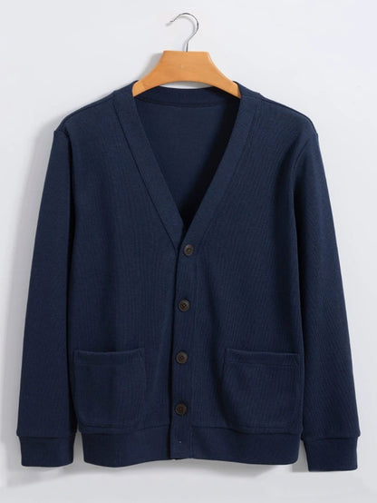 Ribbed Knit Cardigan With Pockets