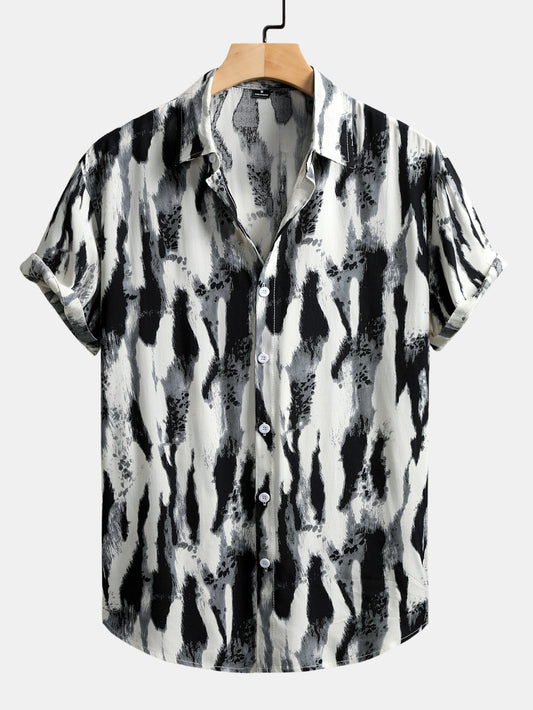 Brushstroke Print Button Up Shirt