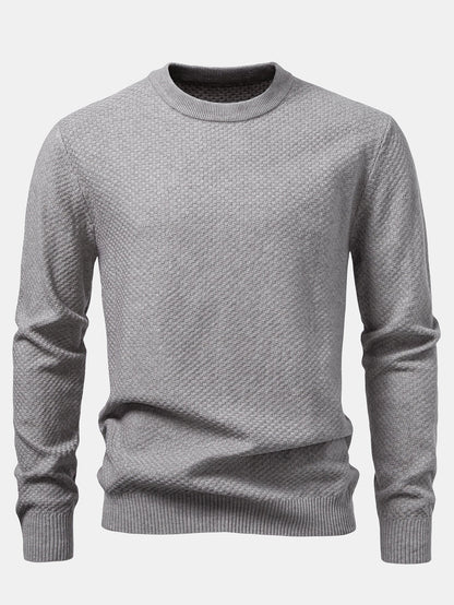 Checkerboard Textured Crew Neck Sweater