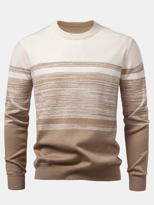 Horizontal Stripe Pattern Crew Neck Sweater