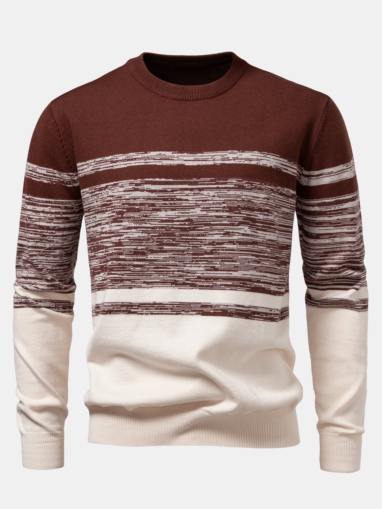 Horizontal Stripe Pattern Crew Neck Sweater