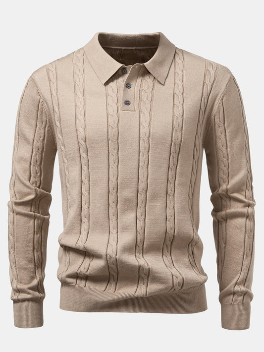 Long Sleeve Twist Knit Polo Shirt