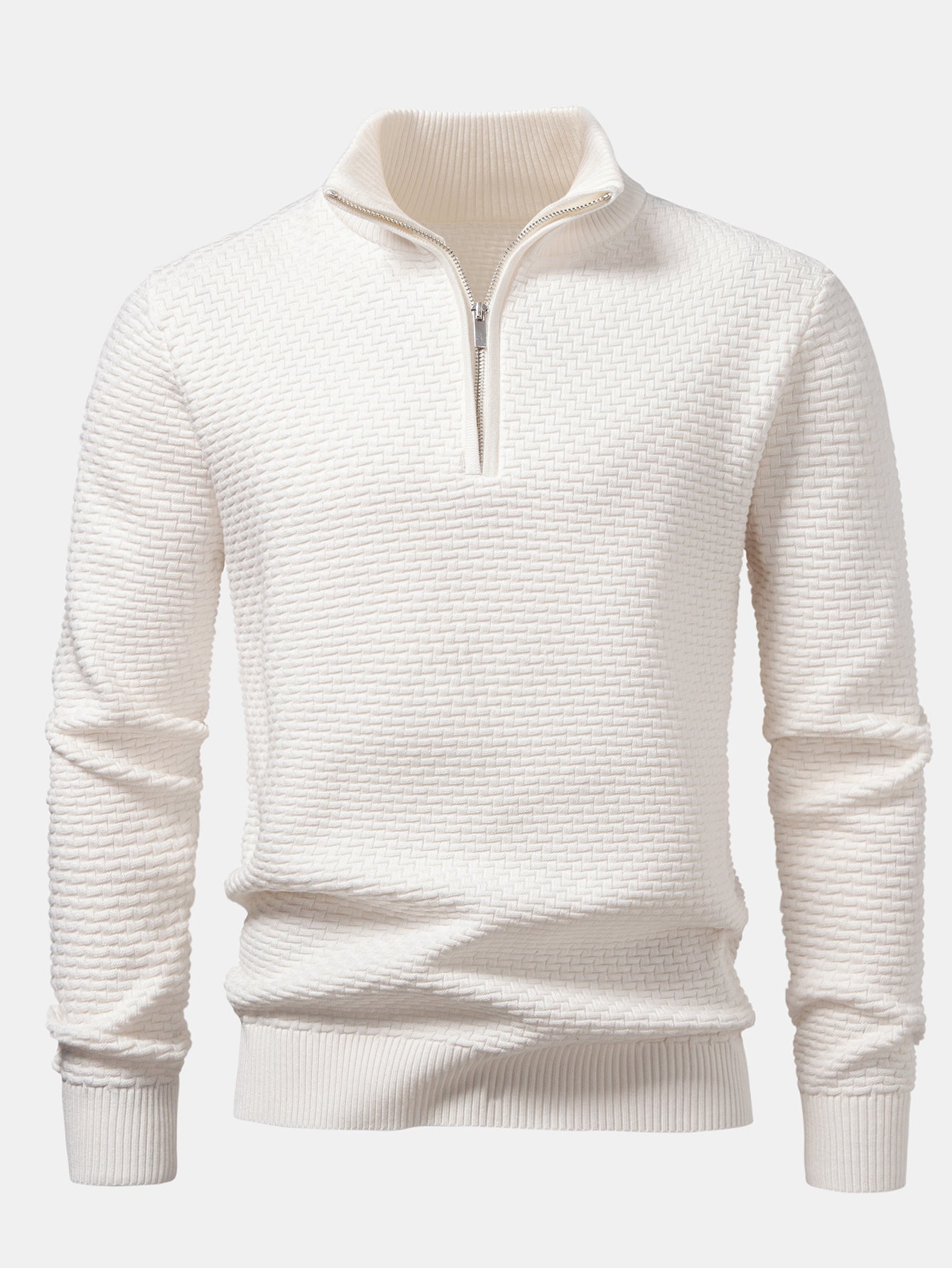 Wave Jacquard Quarter Zip Sweater