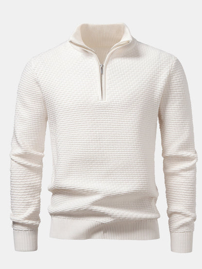 Wave Jacquard Quarter Zip Sweater