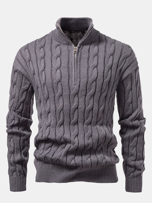 Twist Jacquard Quarter Zip Sweater