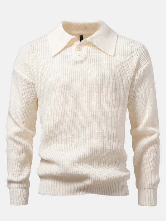 Long Sleeve Textured Knit Polo Shirt