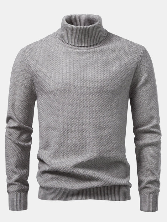 Checkerboard Textured Turtle Neck Sweater
