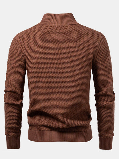 Wave Jacquard Quarter Zip Sweater