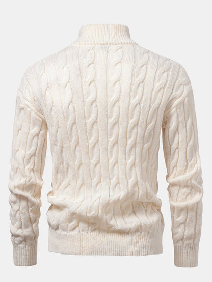 Twist Jacquard Quarter Zip Sweater