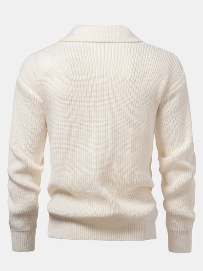 Long Sleeve Textured Knit Polo Shirt