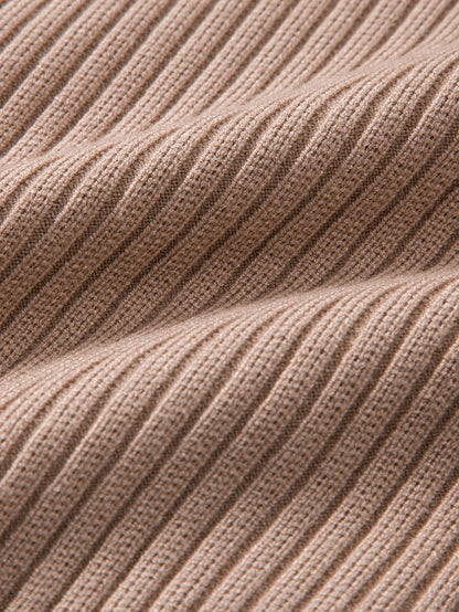 Ribbed Henley Neck Sweater