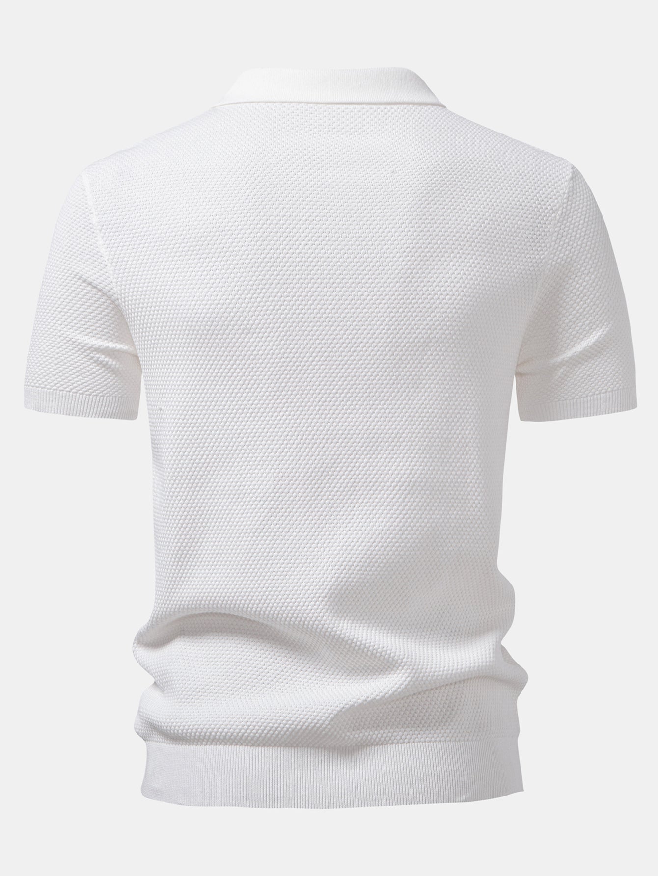 Pineapple Texture Knitted Polo Shirt