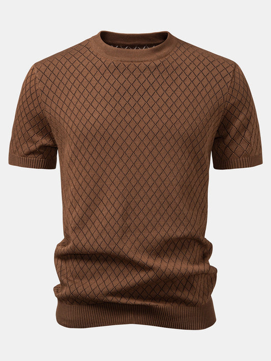 Diamond Crochet Knitted T-Shirt